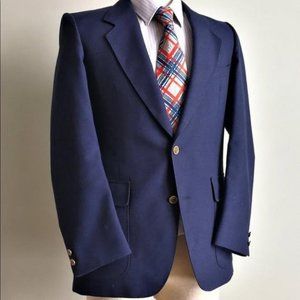 HENLEY by Tiptop Men Navy Blue Dress Suit Blazer Gold Bottoms Jacket Size 43R